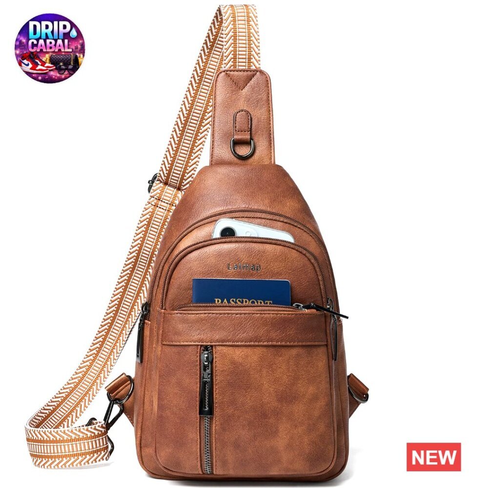 PU Leather Sling Bag Crossbody Fanny Pack Travel Shoulder Bag